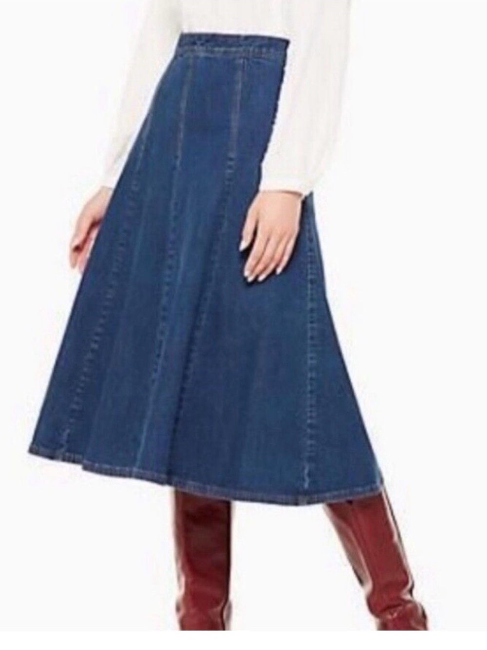 kate spade Indigo Denim Panel Midi Skirt